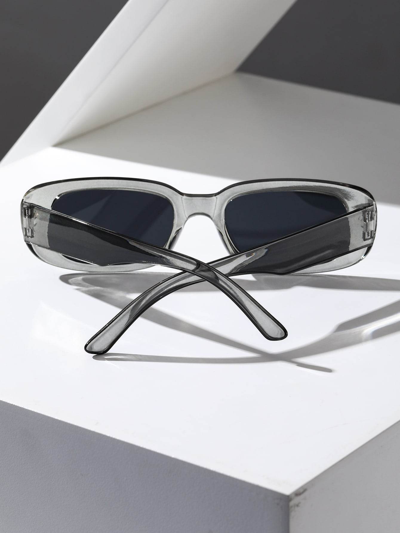 Sunglass Lover small rectangle sunglasses clear gray frame with dark lenses stylish lightweight casual wear