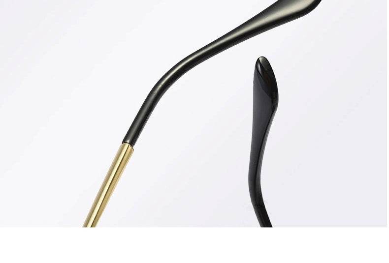 Sunglass Lover black and gold temples of lightweight ladies rimless sunglasses online with curved earpieces