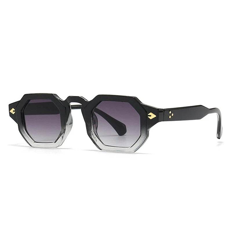 Sunglass Lover black square retro polygon sunglasses with octagonal frame and gradient lenses