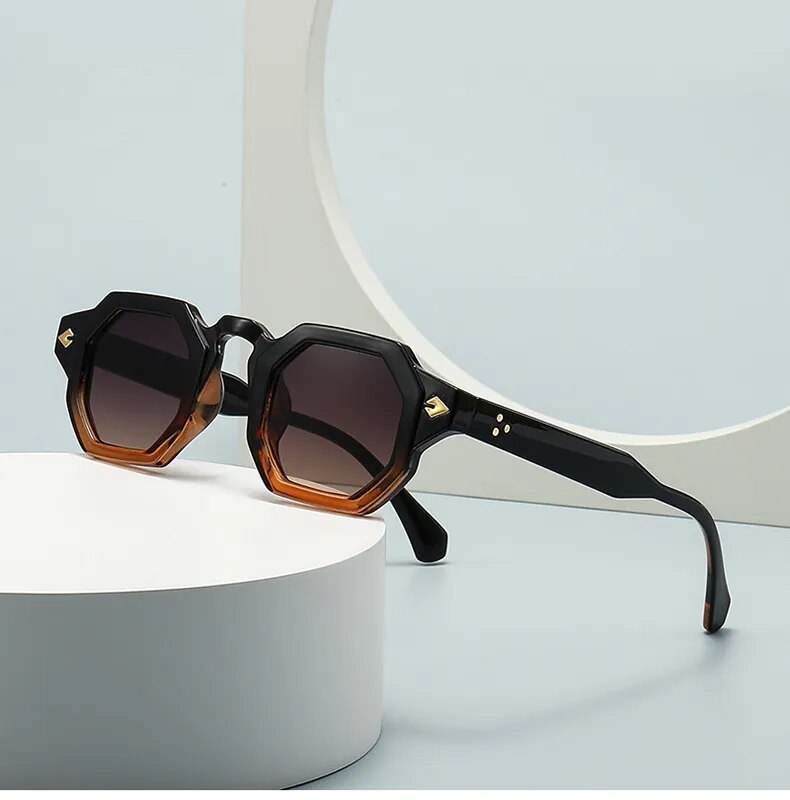 Sunglass Lover retro polygon sunglasses black to brown gradient octagonal frames with UV protection