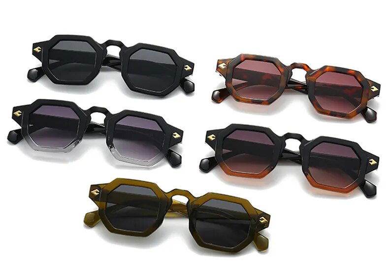 Sunglass Lover retro polygon sunglasses five pairs in assorted black tortoiseshell olive frames with dark lenses