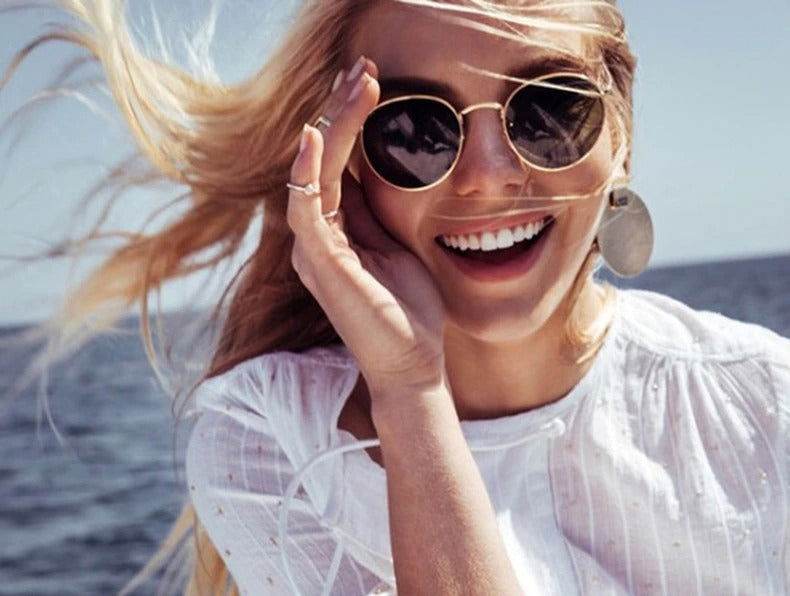 Sunglass Lover round sunglasses for men and women gold frames polarized lenses casual beach style