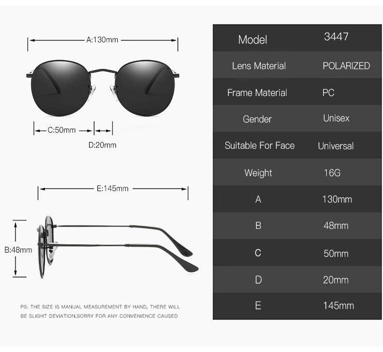 Sunglass Lover round sunglasses for men and women polarized unisex frame with size measurements