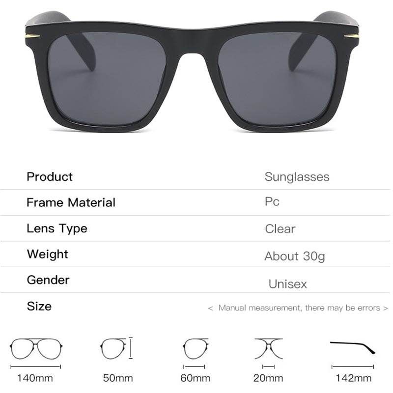 Sunglass Lover black lightweight square sunglasses for men and women. Unisex PC frame 140mm wide