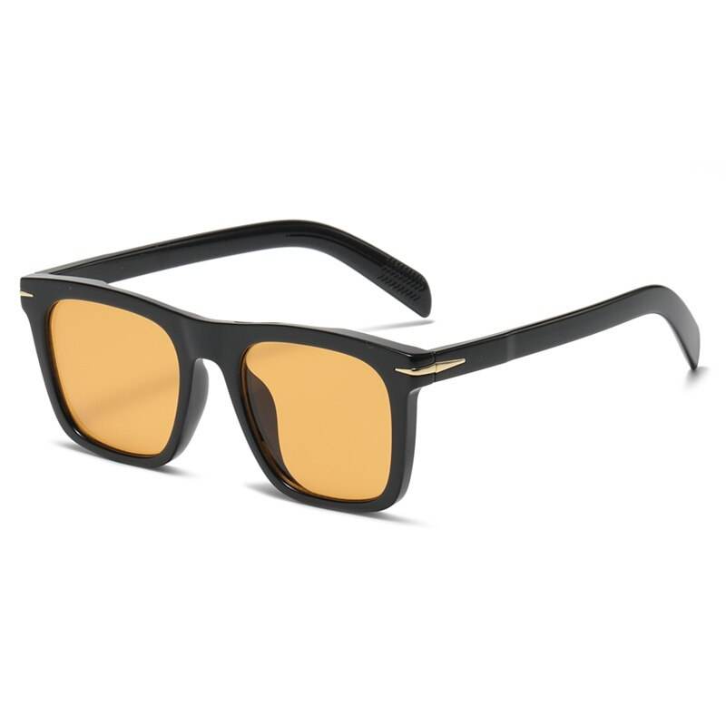 Sunglass Lover black square frame with amber lenses square sunglasses for men and women unisex