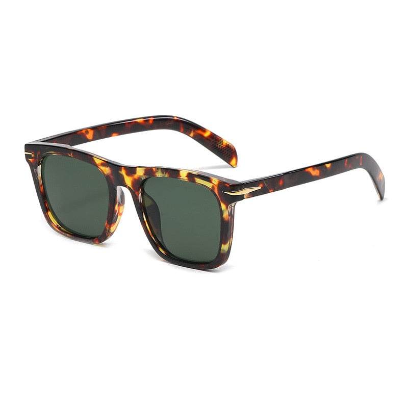 Sunglass Lover tortoiseshell square sunglasses for men and women with green lenses