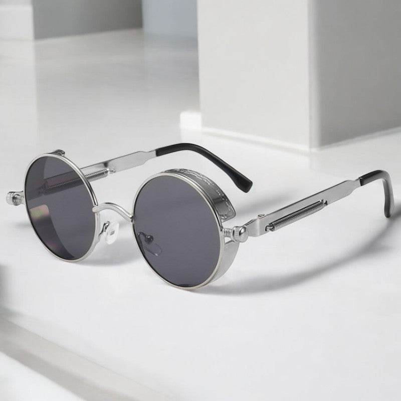 Sunglass Lover silver metal round shades with dark lenses and adjustable nose pads stylish round frame sunglasses