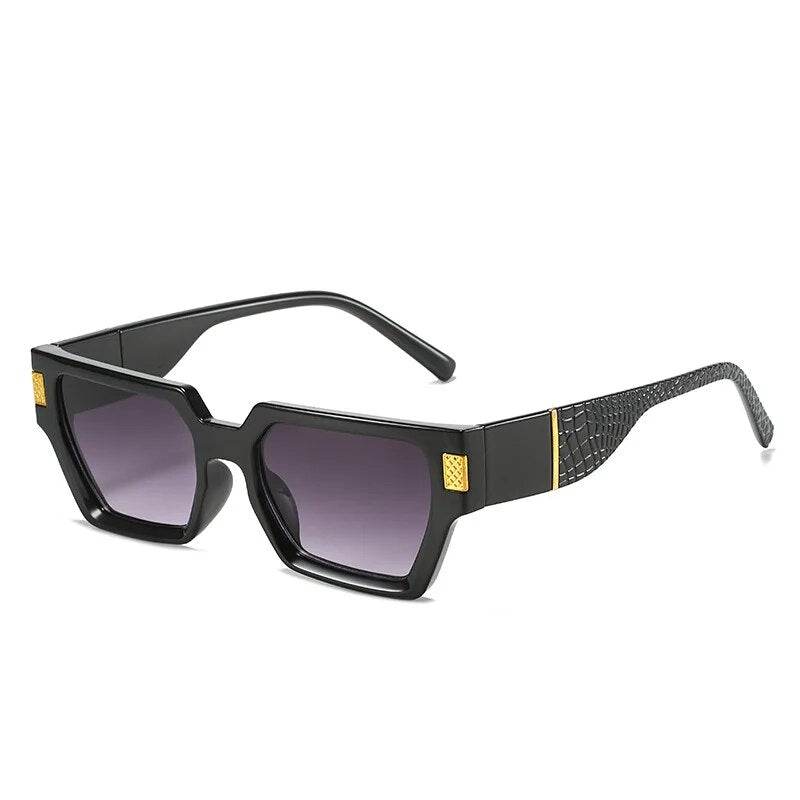 Sunglass Lover black cat eye unique square frame sunglasses with gradient lenses and textured temples