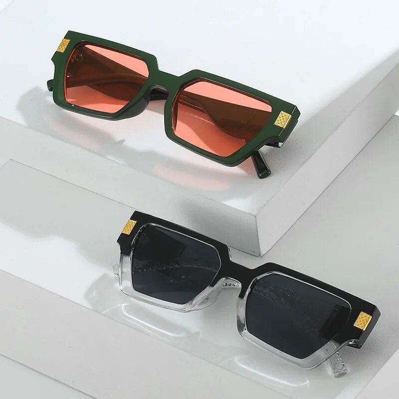 Sunglass Lover cat eye sunglasses green frame with rose lenses and black clear bridge pair unique square frame sunglasses