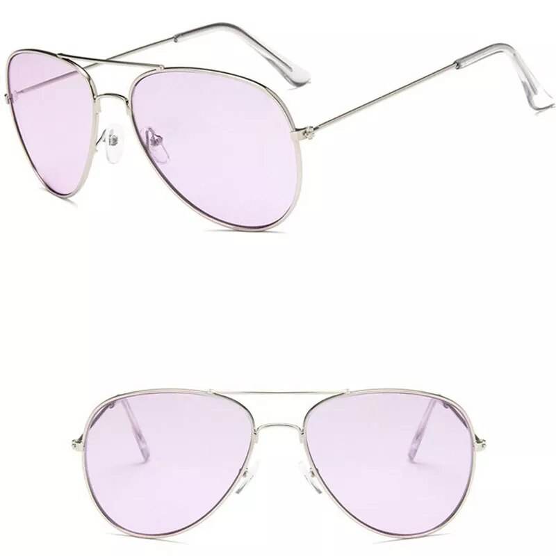 Sunglass Lover pilot polygon unisex sunglasses with silver metal frame and light purple lenses for everyday wear