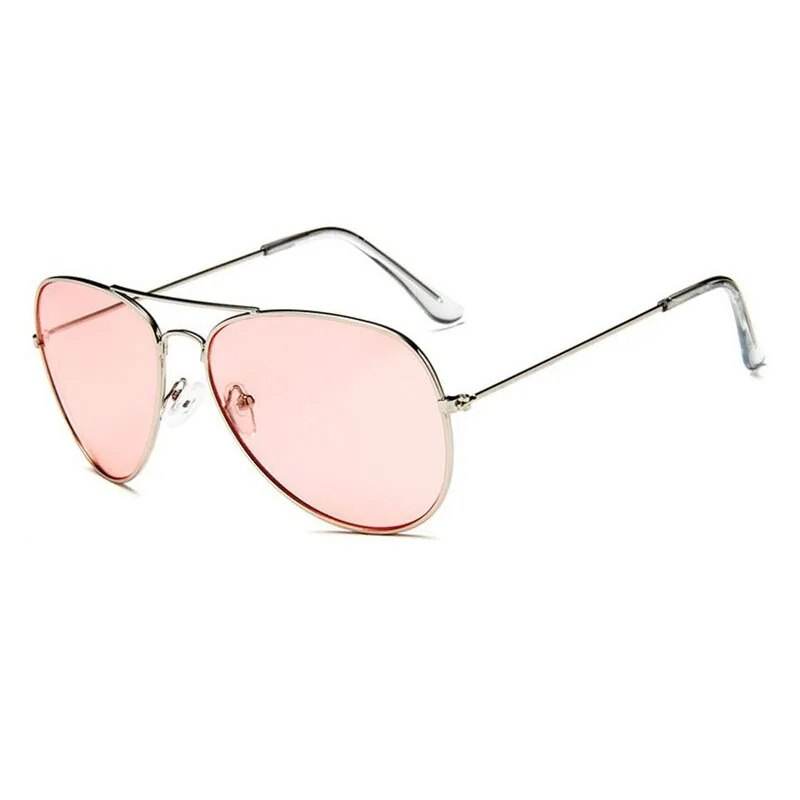 Sunglass Lover pilot polygon unisex sunglasses with pink lenses and thin silver metal aviator frame