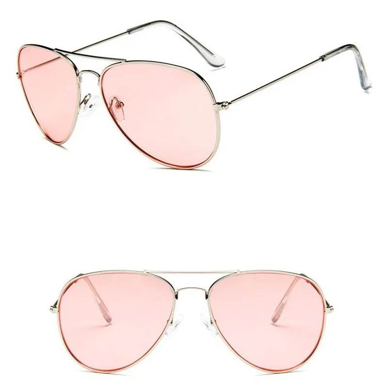 Sunglass Lover pilot polygon unisex sunglasses silver metal frame pink lenses lightweight aviator style