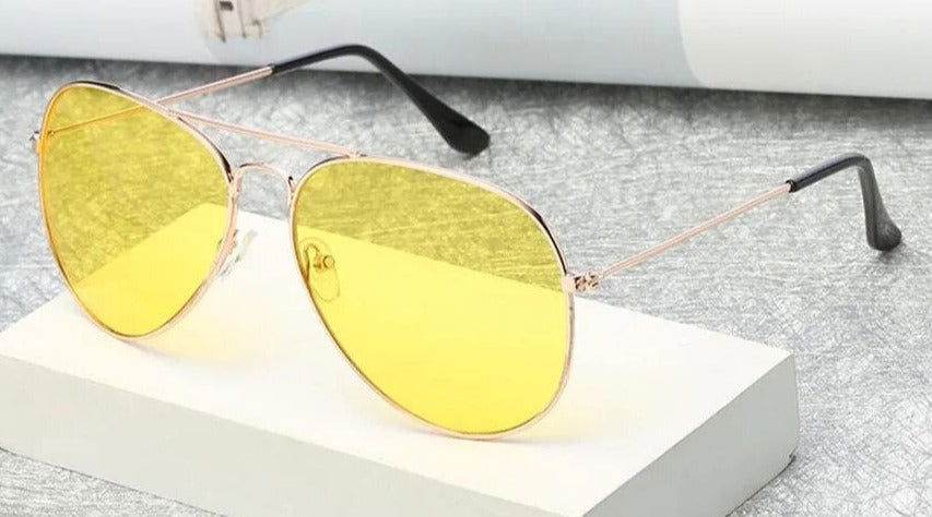 Sunglass Lover pilot polygon unisex sunglasses yellow mirrored lenses gold metal aviator frame
