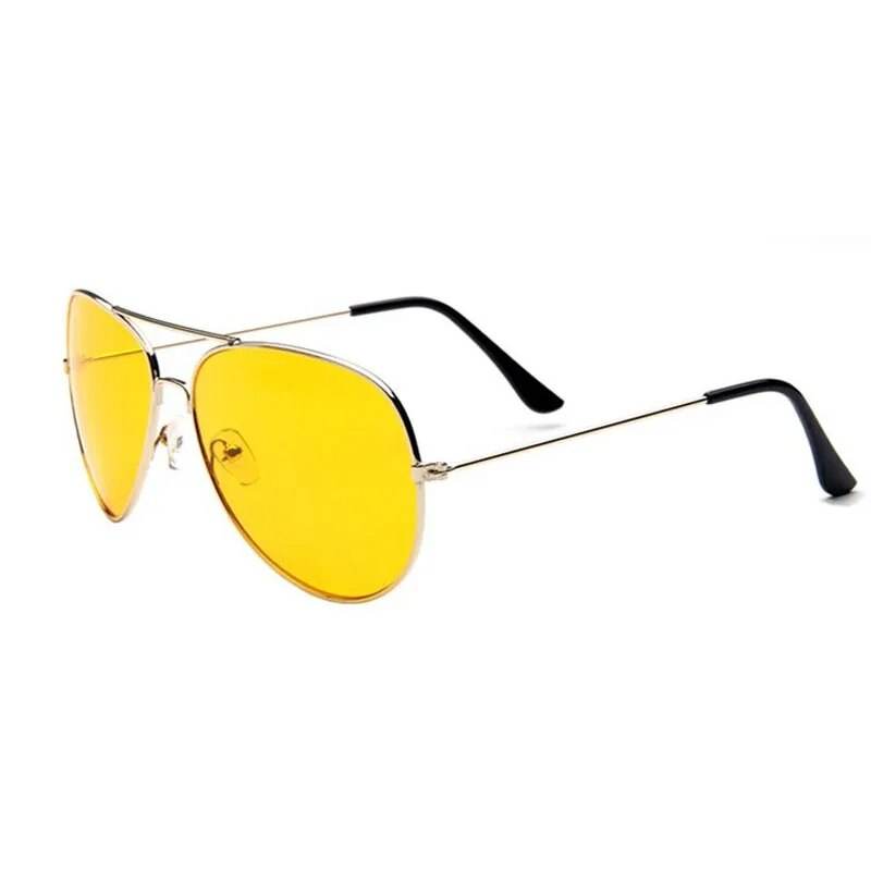 pilot polygon unisex sunglasses gold metal frame yellow lenses black temple tips lightweight double bridge