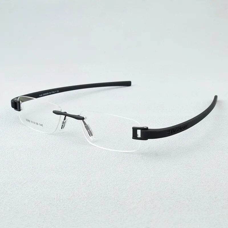 Sunglass Lover rimless eyeglasses with black temples and clear lenses lightweight rimless eyeglass frames for daily wear