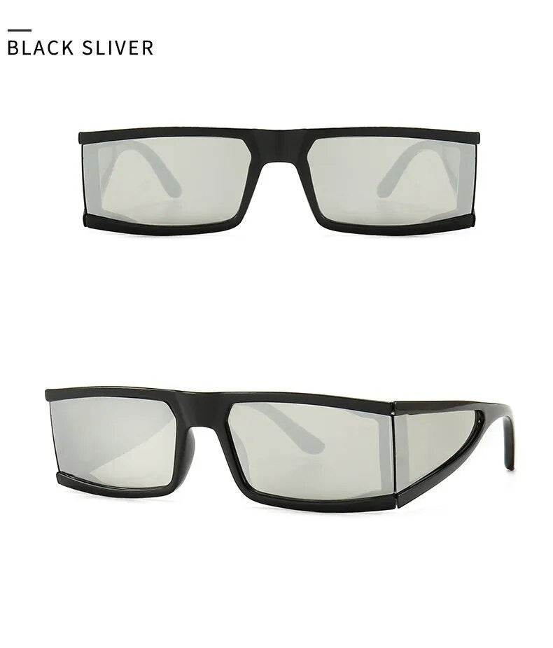 Sunglass Lover black wrap rectangular shades with mirrored lenses retro rectangle sunglasses for women