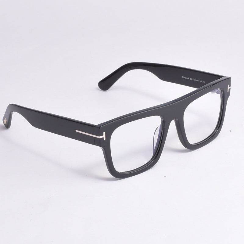 Black thick acetate eyeglasses frames with metal hinge detail from Sunglass Lover trendy square frame glasses unisex