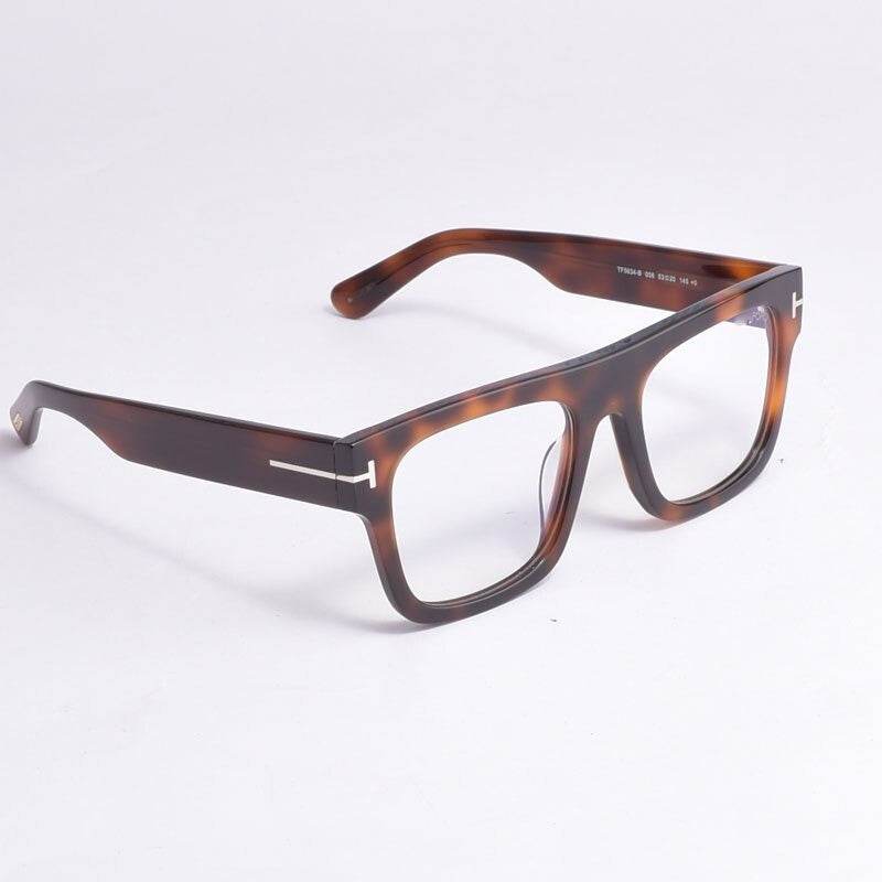 Tortoiseshell brown acetate eyeglasses frames with thick rims trendy square frame glasses unisex