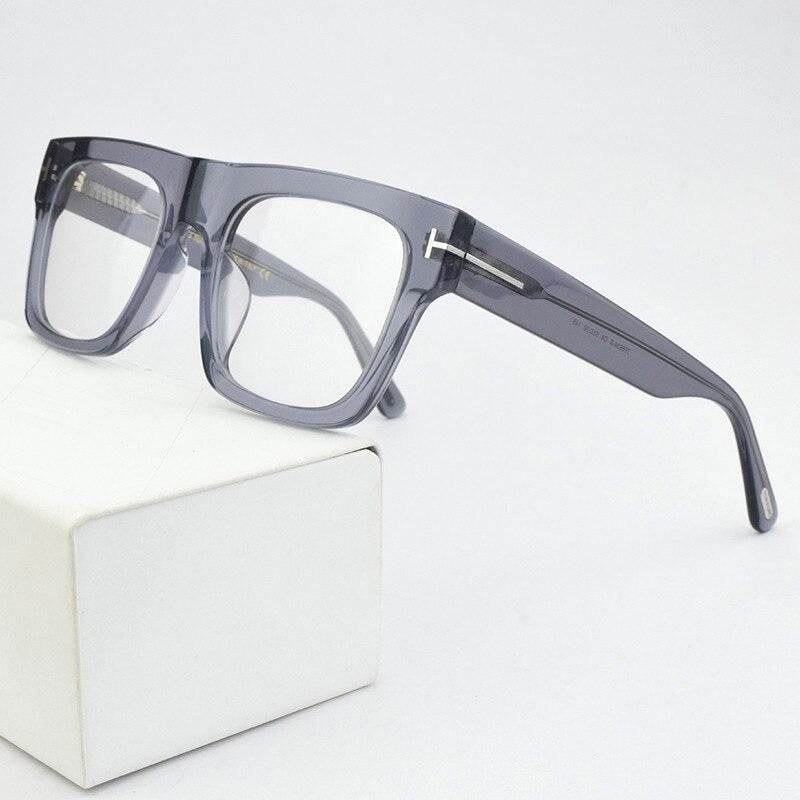Gray translucent acetate eyeglasses by Sunglass Lover with silver T hinge trendy square frame glasses unisex