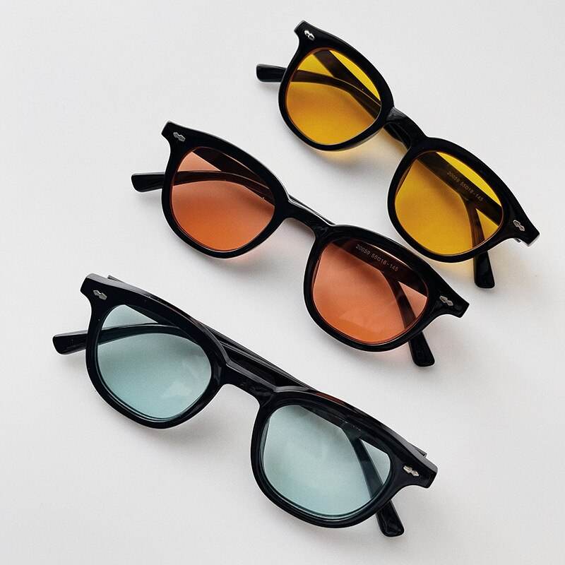 Sunglass Lover black acetate frames unisex vintage sunglasses online India with yellow orange and blue lenses