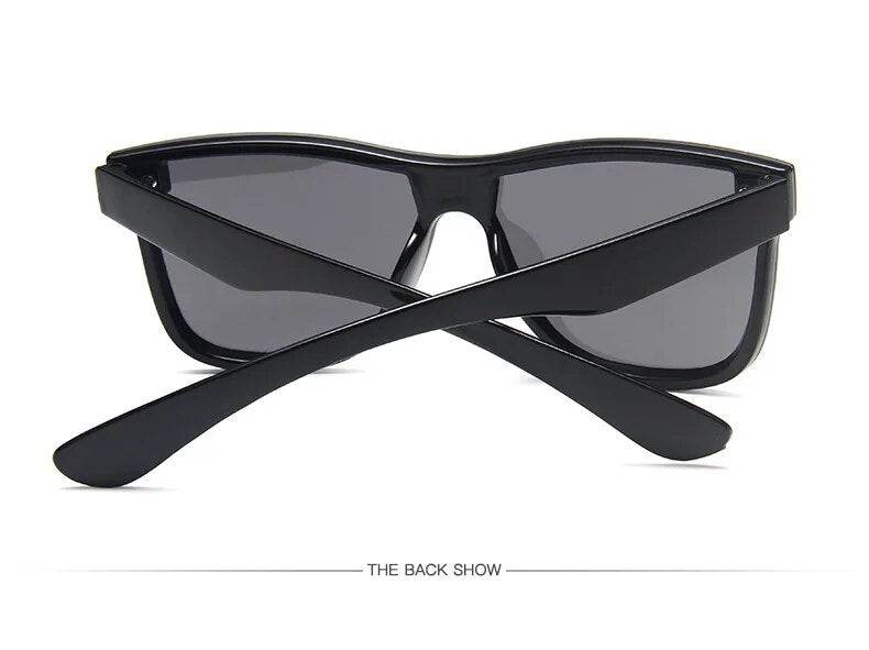 Sunglass Lover oversized square sunglasses black framed design shown from back with crossed temples