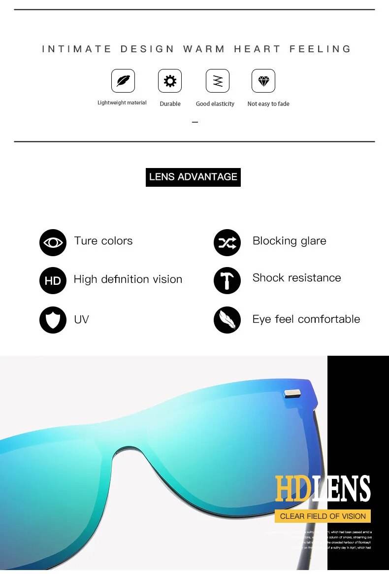 Sunglass Lover rimless oversized square sunglasses with blue mirrored lenses close up showing UV protection and lightweight frame