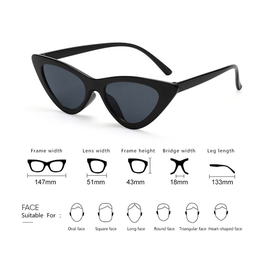 Sunglass Lover black small cat eye sunglasses trendy frame with 51mm lenses 147mm width for fashionable faces