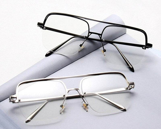 Sunglass Lover rimless punk style eyeglasses with lightweight metal frame and clear lenses for edgy fashion