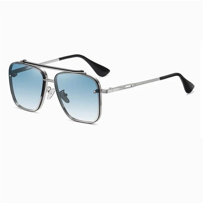 Sunglass Lover men's gradient frame sunglasses online silver metal aviator with blue gradient lenses and black temple tips