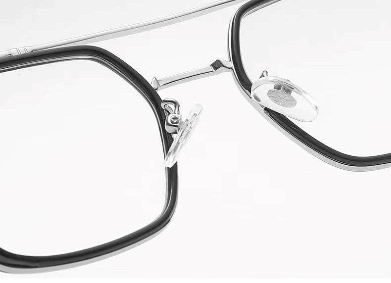 Sunglass Lover punk style blue light blocking eyeglasses black metal square frames with adjustable nose pads