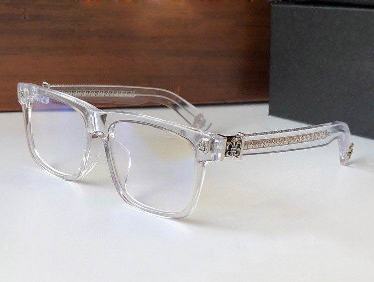 Sunglass Lover clear rectangle Jackson retro eyeglass frames with decorative metal temples for everyday wear