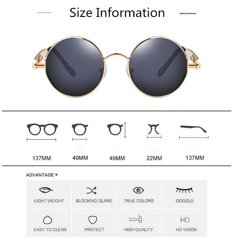 Sunglass Lover gold metal retro round sunglasses India with black lenses 49mm size