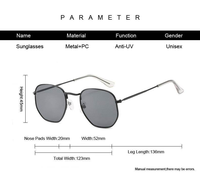 Sunglass Lover metal frame hexagon vintage sunglasses with gray lenses and adjustable nose pads unisex