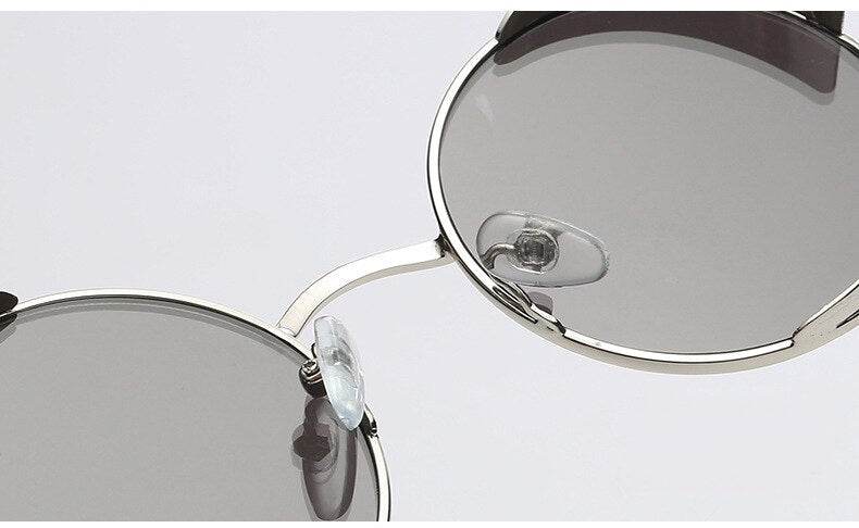 Sunglass Lover steampunk round sunglasses for men in silver with gray lenses and nose pads