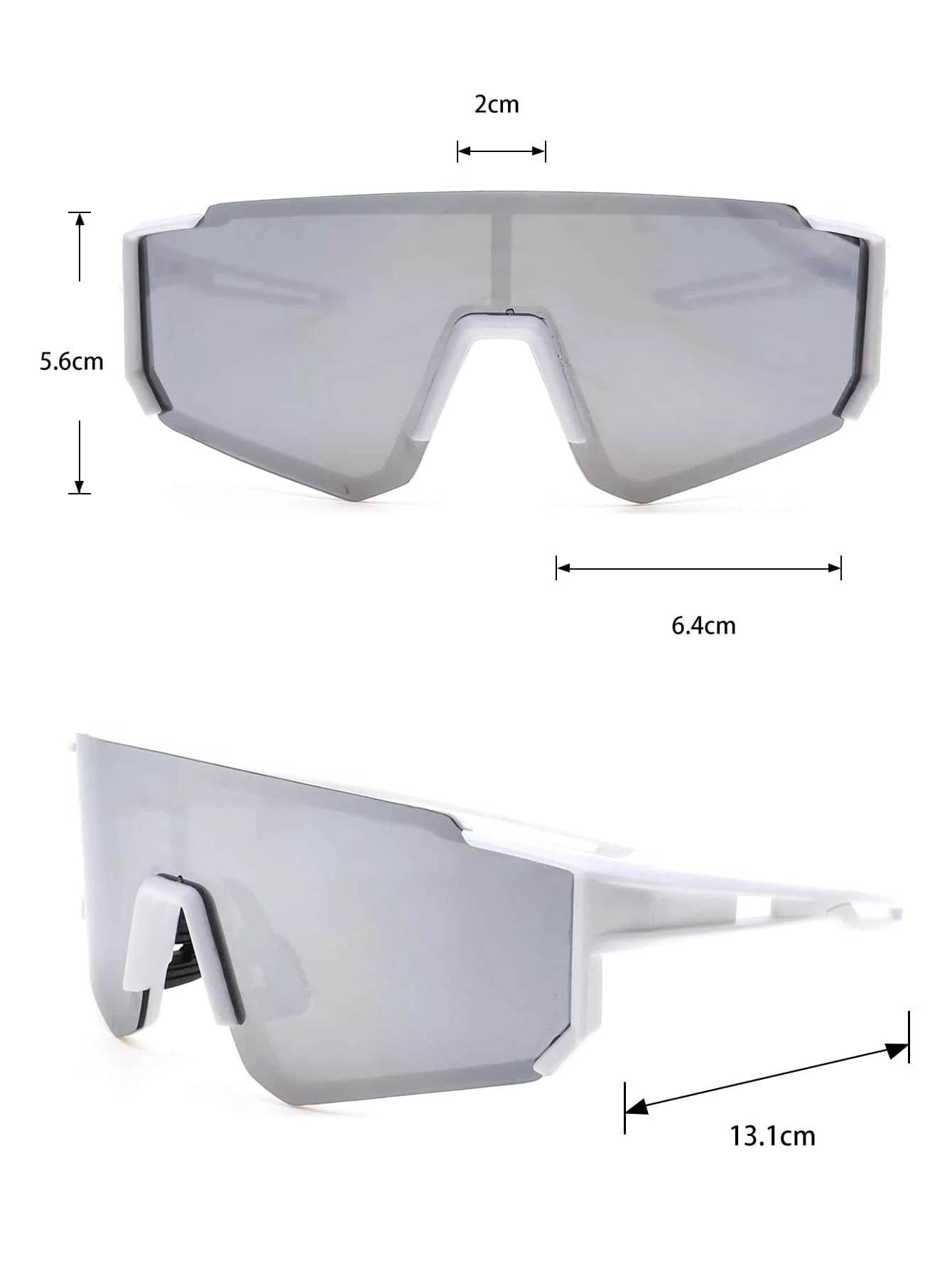 Sunglass Lover white frame mirror shield sports sunglasses for men with large wraparound lens