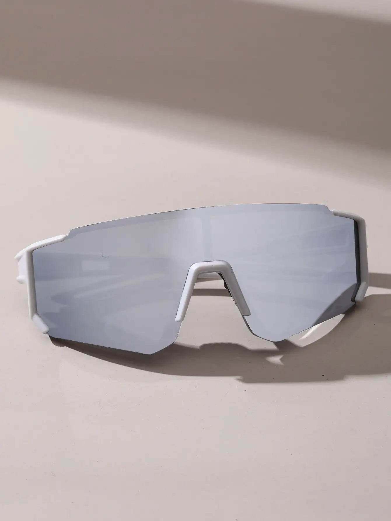 Sunglass Lover white wraparound sports sunglasses for men with mirrored lens and ventilated shield design